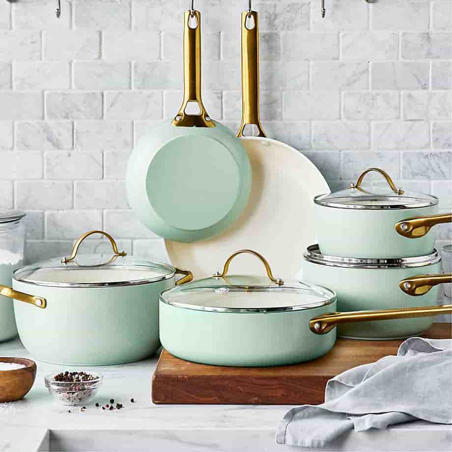 Greenergy Asia Home 7-Piece Silt Green Non-Stick Ceramic Cookware
